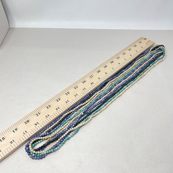 Stone Beads 6 Continuous Strands Necklaces  Blue Coastal Craft‎ or Ready to Wear - Picture 7 of 8